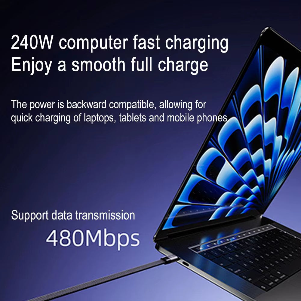 Revolutionary 240W Fast Charging Foldable Data Cable & Stand - Ultimate 2-in-1 Type-C Solution for Mobile Devices