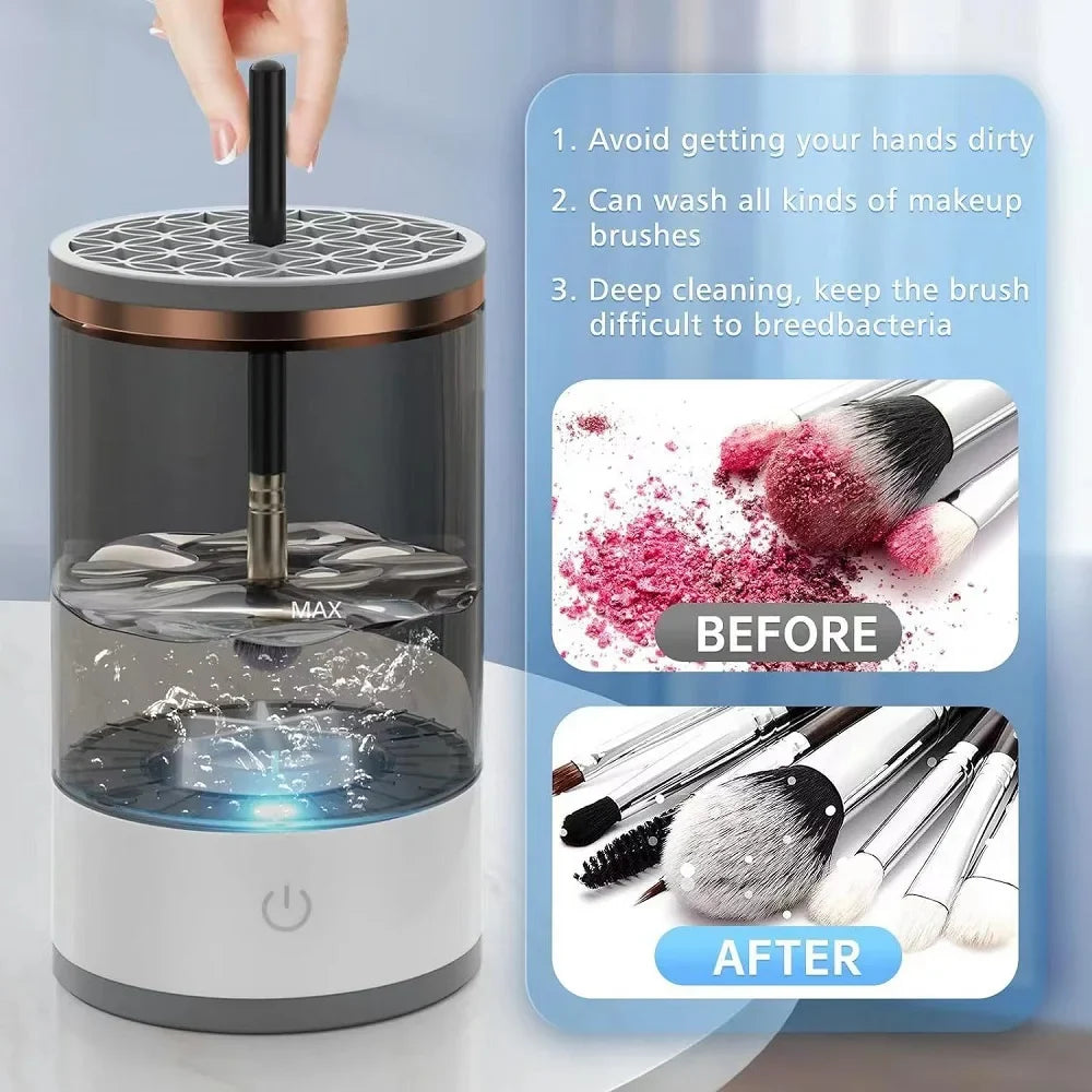 Effortless Clean & Dry: Automatic Electric Makeup Brush Cleaner for Flawless Beauty Tools