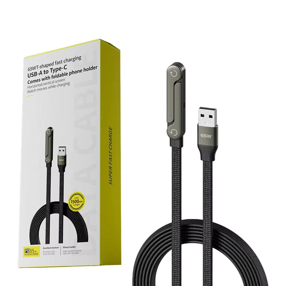 Revolutionary 240W Fast Charging Foldable Data Cable & Stand - Ultimate 2-in-1 Type-C Solution for Mobile Devices