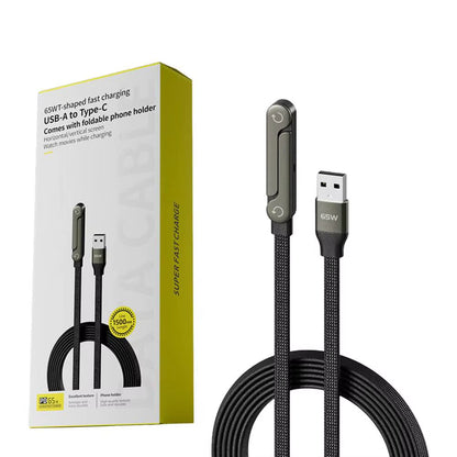 Revolutionary 240W Fast Charging Foldable Data Cable & Stand - Ultimate 2-in-1 Type-C Solution for Mobile Devices