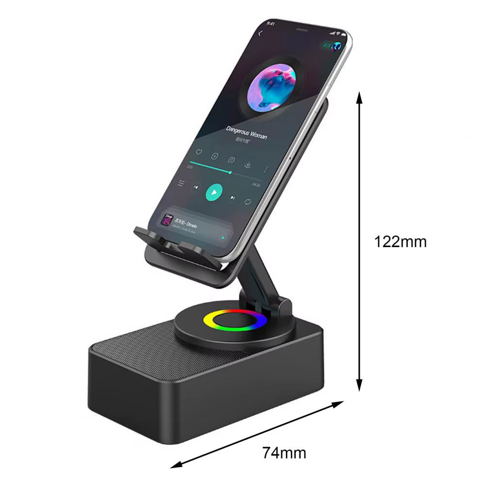 Revolutionary Bluetooth-Compatible Adjustable Phone Stand with Rotating Holder and High-Quality Wireless Speaker