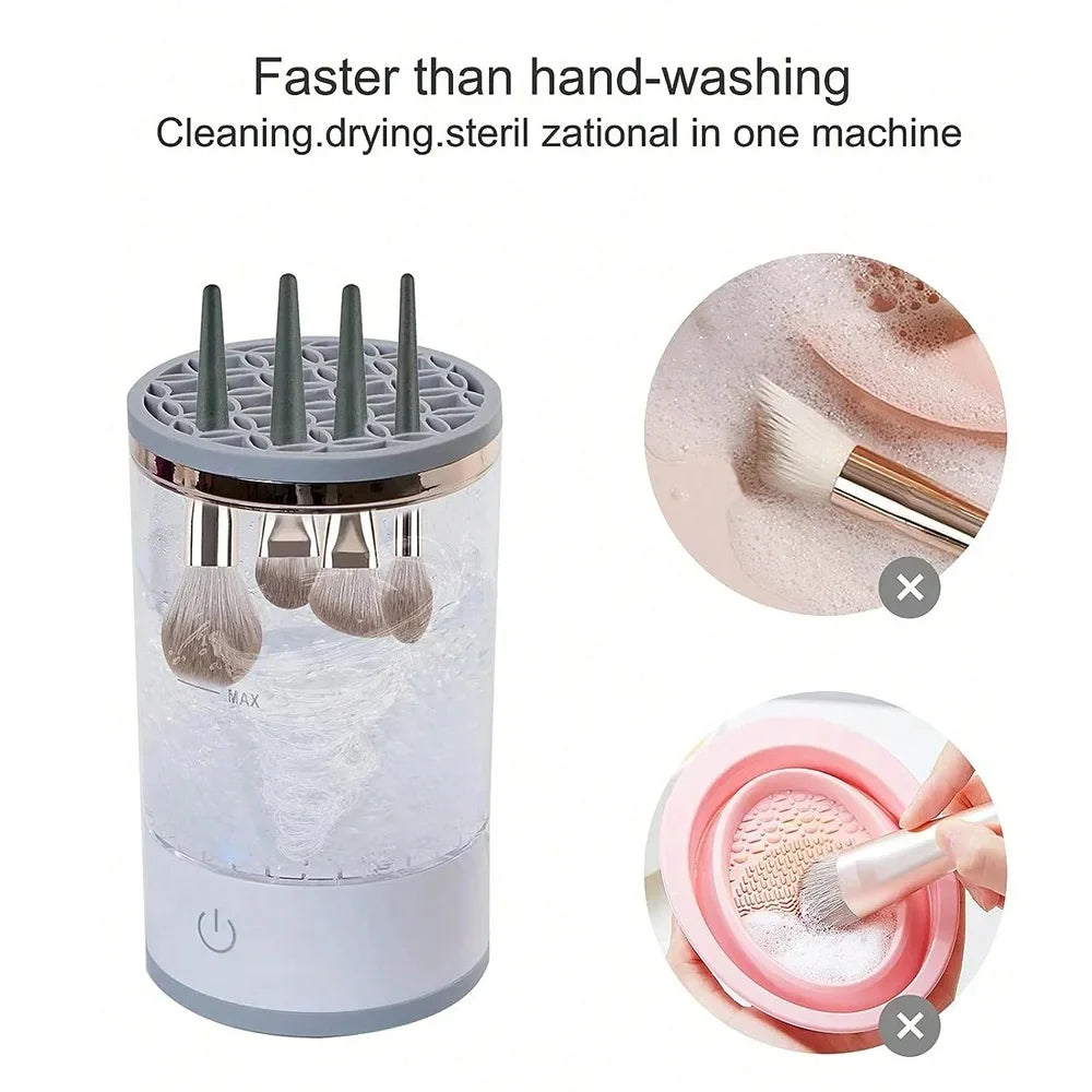 Effortless Clean & Dry: Automatic Electric Makeup Brush Cleaner for Flawless Beauty Tools