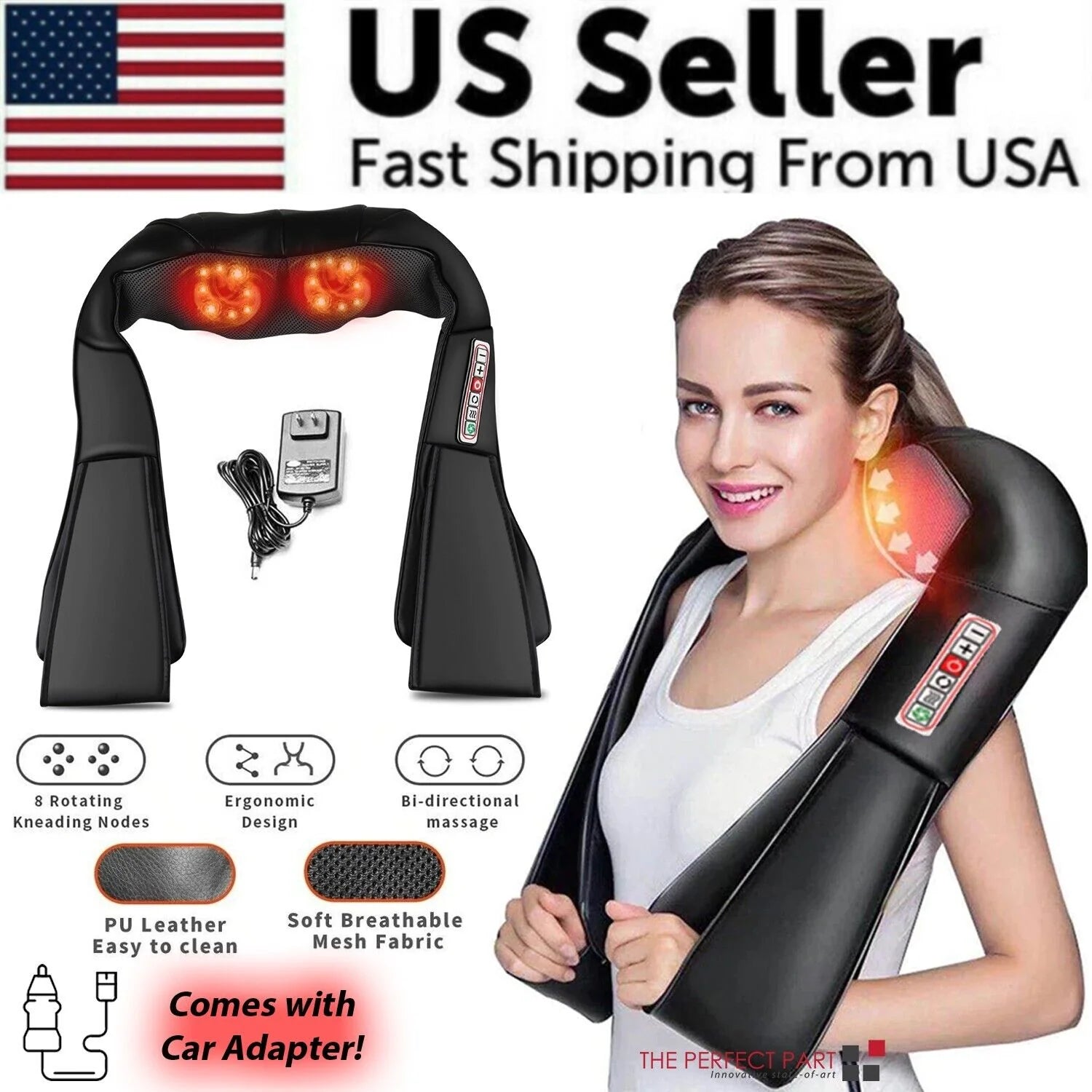 Revitalize Your Day with the Shiatsu Back Neck and Shoulder Massager - Deep Tissue 3D Kneading Pillow with Soothing Heat