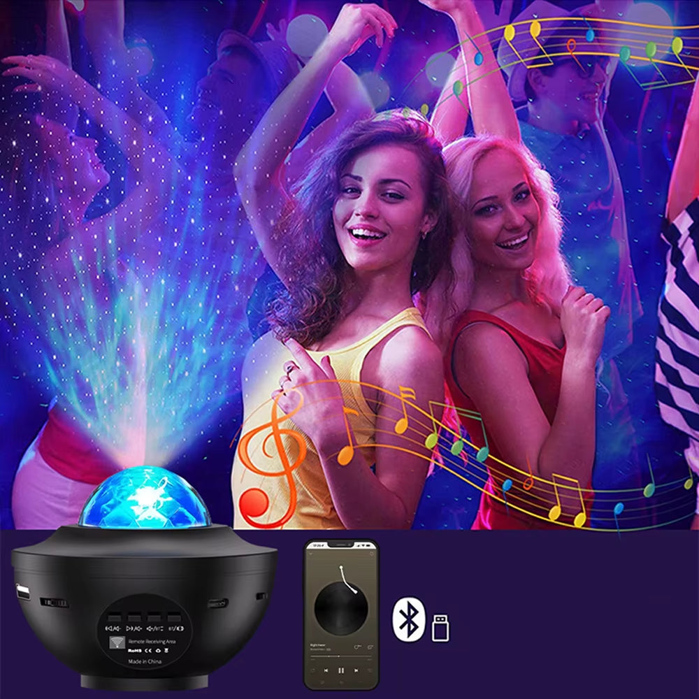 Enchanting LED Starry Sky Projector with Bluetooth Music Player and Remote Control - Transform Your Bedroom into a Cosmic Oasis with Ocean Wave and Galaxy Lights