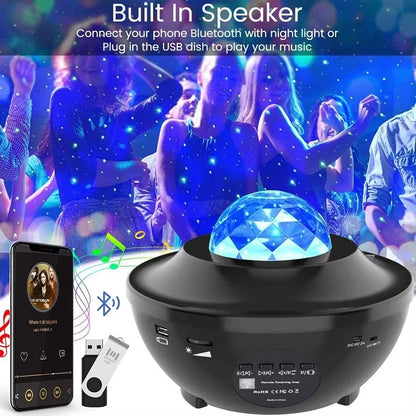 Enchanting LED Starry Sky Projector with Bluetooth Music Player and Remote Control - Transform Your Bedroom into a Cosmic Oasis with Ocean Wave and Galaxy Lights