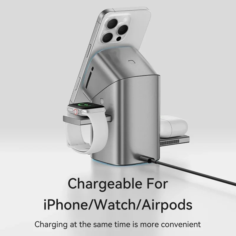 Revolutionary Qi2 Auto-Rotate Touch Magnetic 3-in-1 Wireless Charger - Fast 15W Charging for Your iPhone, Apple Watch, and AirPods