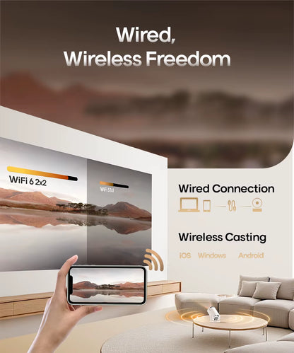 Experience Cinematic Brilliance with the HY300 Pro 8K Android Projector - Dual WiFi 6, 290 ANSI Lumens, and Bluetooth 5.4 for Home and Outdoor Entertainment