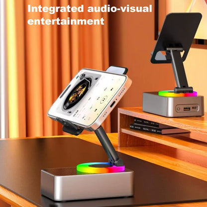 Revolutionary Bluetooth-Compatible Adjustable Phone Stand with Rotating Holder and High-Quality Wireless Speaker