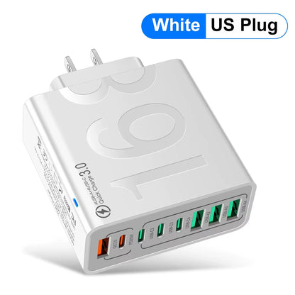 Power Up Your Devices with the 150W Multi-Port USB Fast Charging Wall Adapter - Perfect for Xiaomi, iPhone, Samsung, and Huawei!