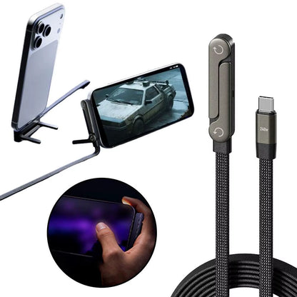 Revolutionary 240W Fast Charging Foldable Data Cable & Stand - Ultimate 2-in-1 Type-C Solution for Mobile Devices