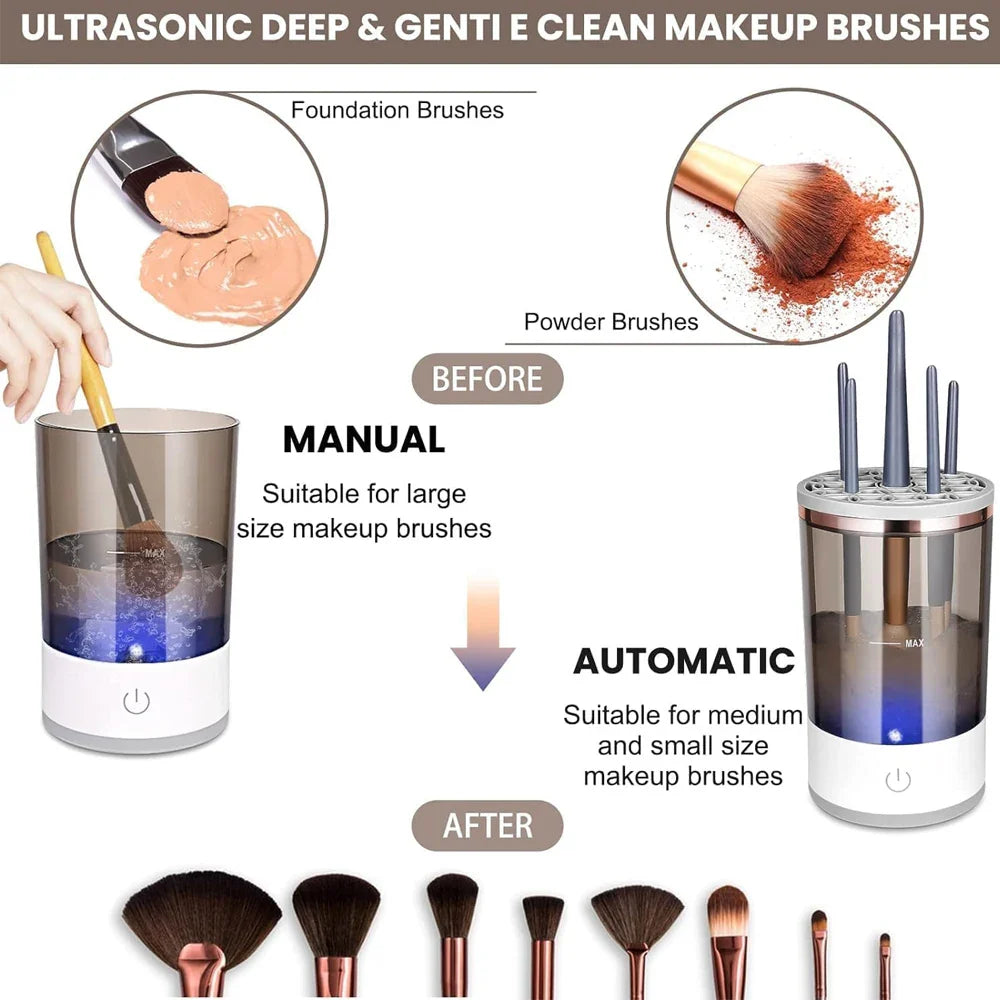 Effortless Clean & Dry: Automatic Electric Makeup Brush Cleaner for Flawless Beauty Tools