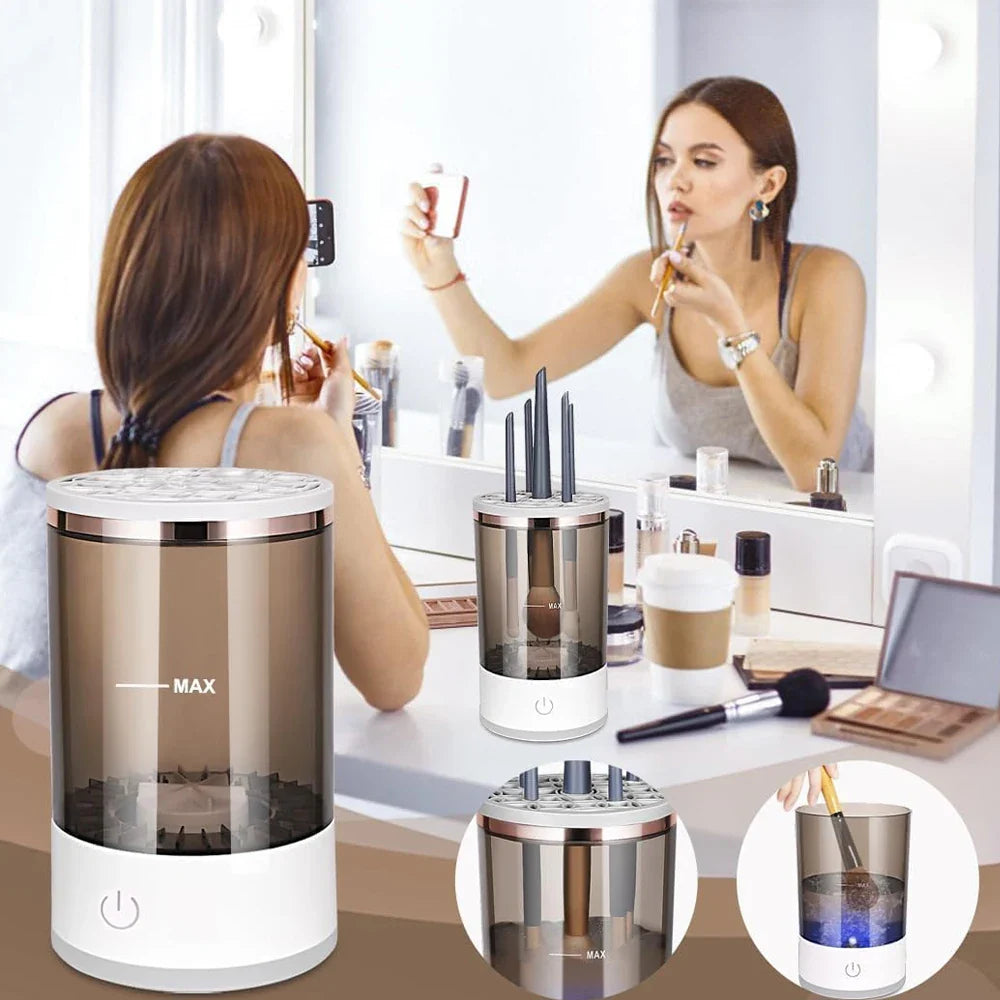 Effortless Clean & Dry: Automatic Electric Makeup Brush Cleaner for Flawless Beauty Tools