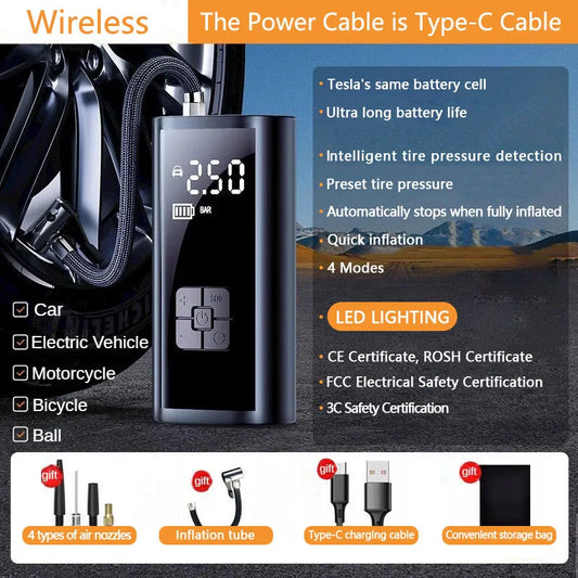 LEIBOO Compact Portable Air Compressor: Fast Tire Inflator for Cars, Motorcycles, and Bicycles