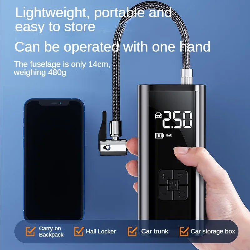 LEIBOO Compact Portable Air Compressor: Fast Tire Inflator for Cars, Motorcycles, and Bicycles