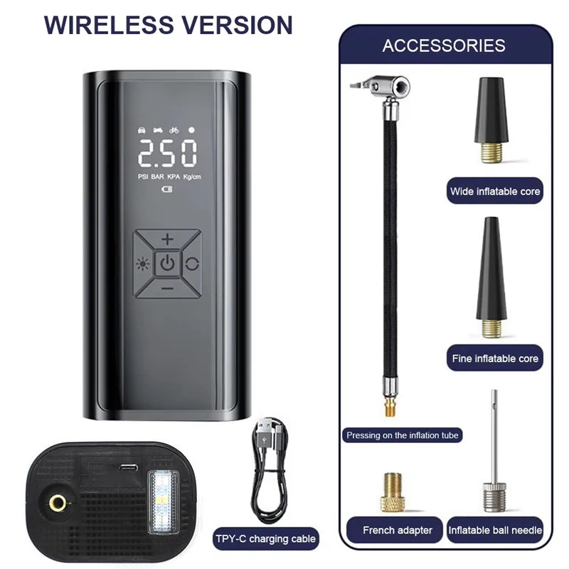 LEIBOO Compact Portable Air Compressor: Fast Tire Inflator for Cars, Motorcycles, and Bicycles