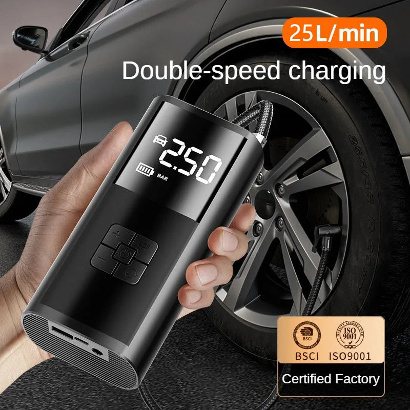 LEIBOO Compact Portable Air Compressor: Fast Tire Inflator for Cars, Motorcycles, and Bicycles