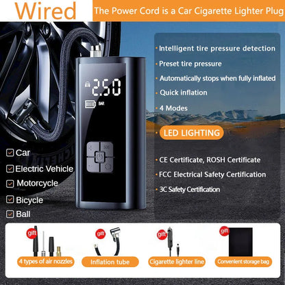 LEIBOO Compact Portable Air Compressor: Fast Tire Inflator for Cars, Motorcycles, and Bicycles