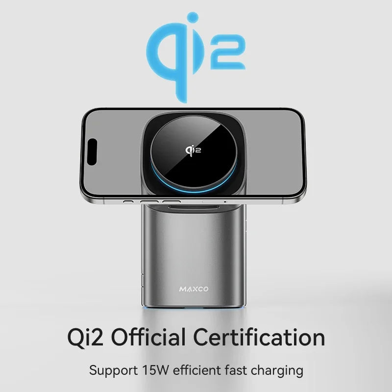 Revolutionary Qi2 Auto-Rotate Touch Magnetic 3-in-1 Wireless Charger - Fast 15W Charging for Your iPhone, Apple Watch, and AirPods