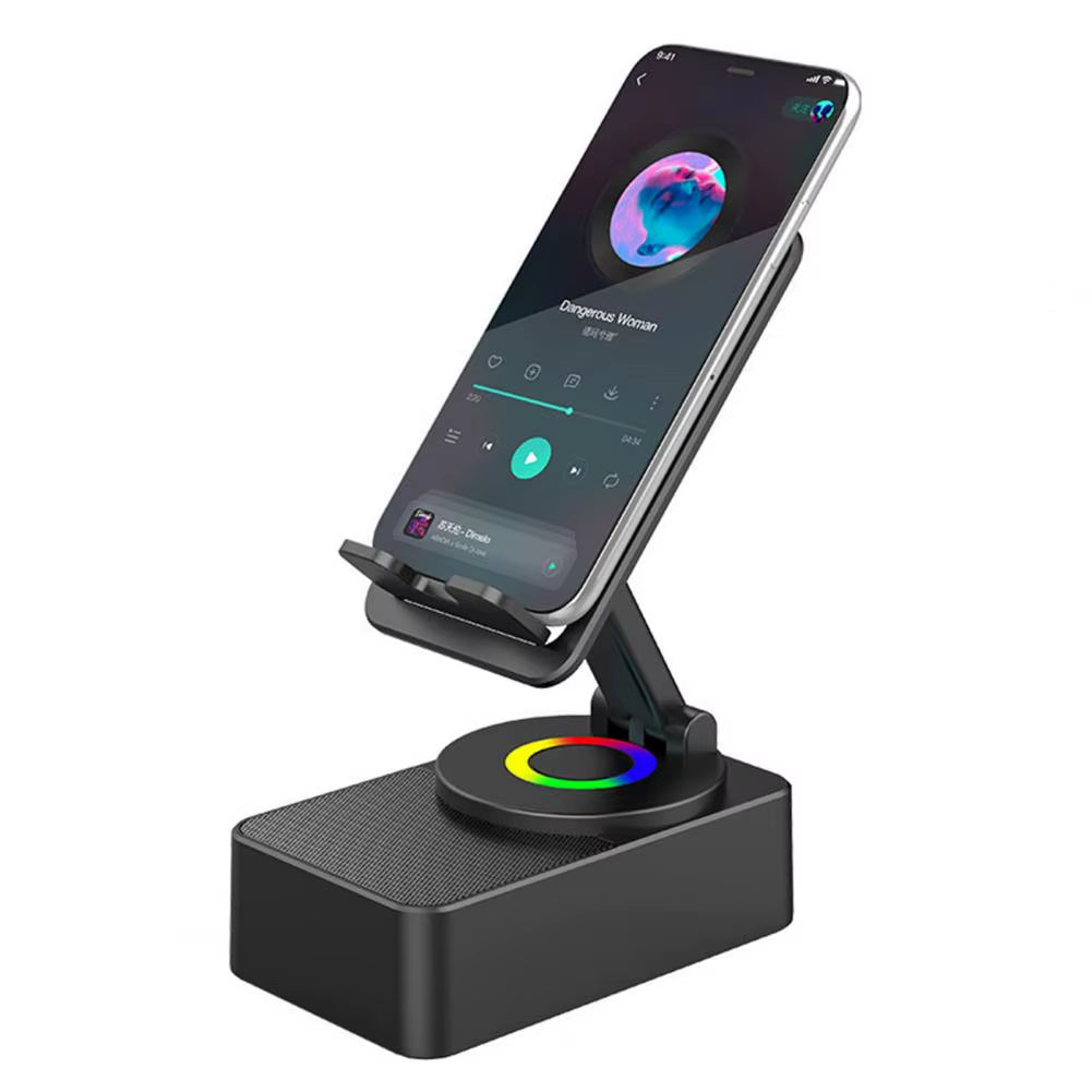 Revolutionary Bluetooth-Compatible Adjustable Phone Stand with Rotating Holder and High-Quality Wireless Speaker