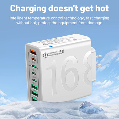 Power Up Your Devices with the 150W Multi-Port USB Fast Charging Wall Adapter - Perfect for Xiaomi, iPhone, Samsung, and Huawei!