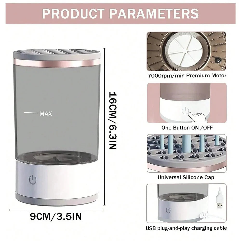 Effortless Clean & Dry: Automatic Electric Makeup Brush Cleaner for Flawless Beauty Tools