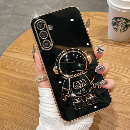 Stylish Astronaut Plating Silicone Case with Kickstand for Samsung Galaxy A Series - Ultimate Protection and Functionality