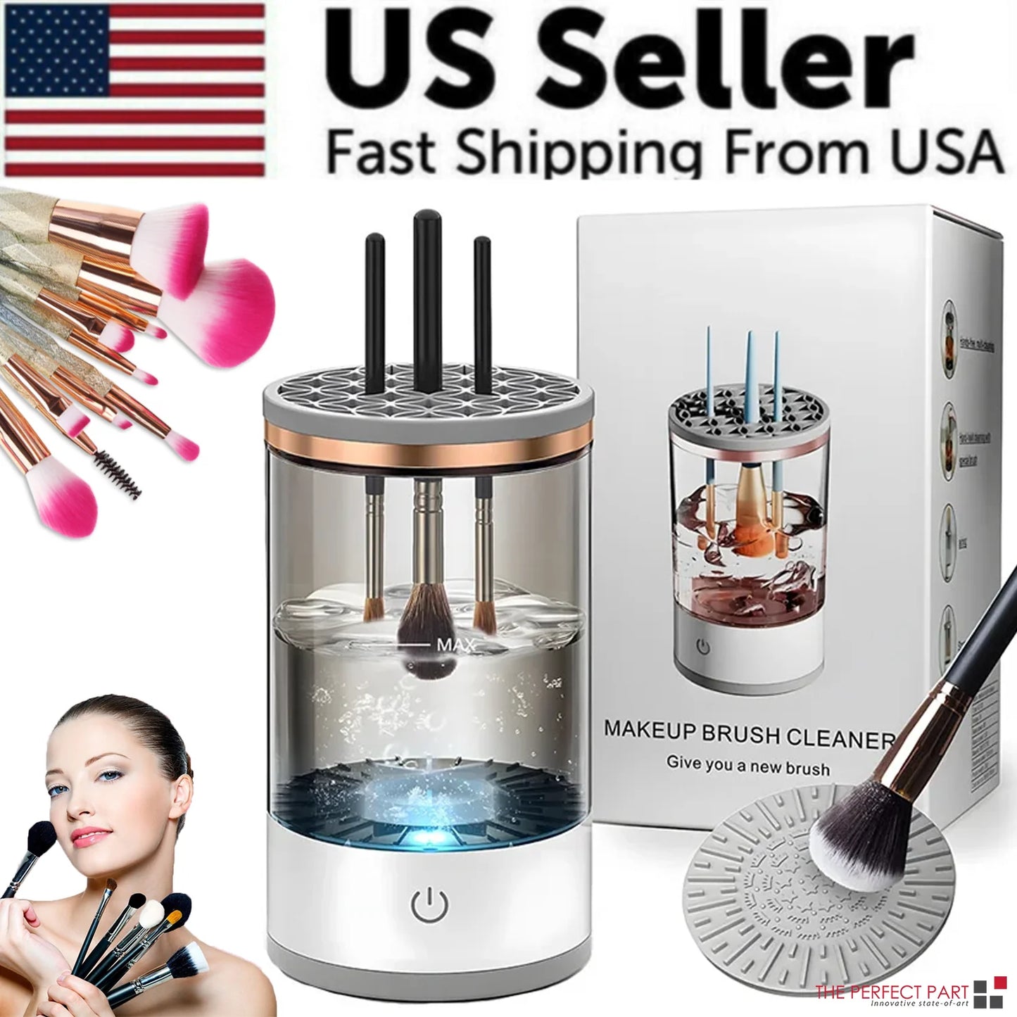 Effortless Clean & Dry: Automatic Electric Makeup Brush Cleaner for Flawless Beauty Tools