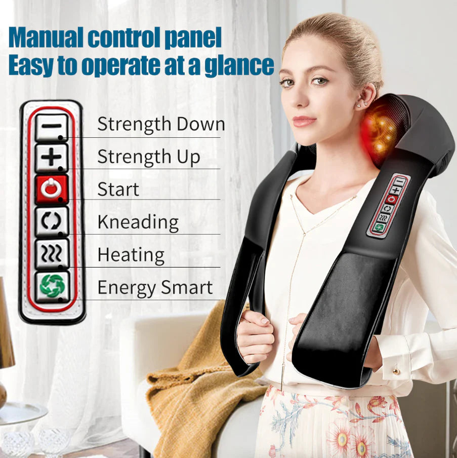 Revitalize Your Day with the Shiatsu Back Neck and Shoulder Massager - Deep Tissue 3D Kneading Pillow with Soothing Heat