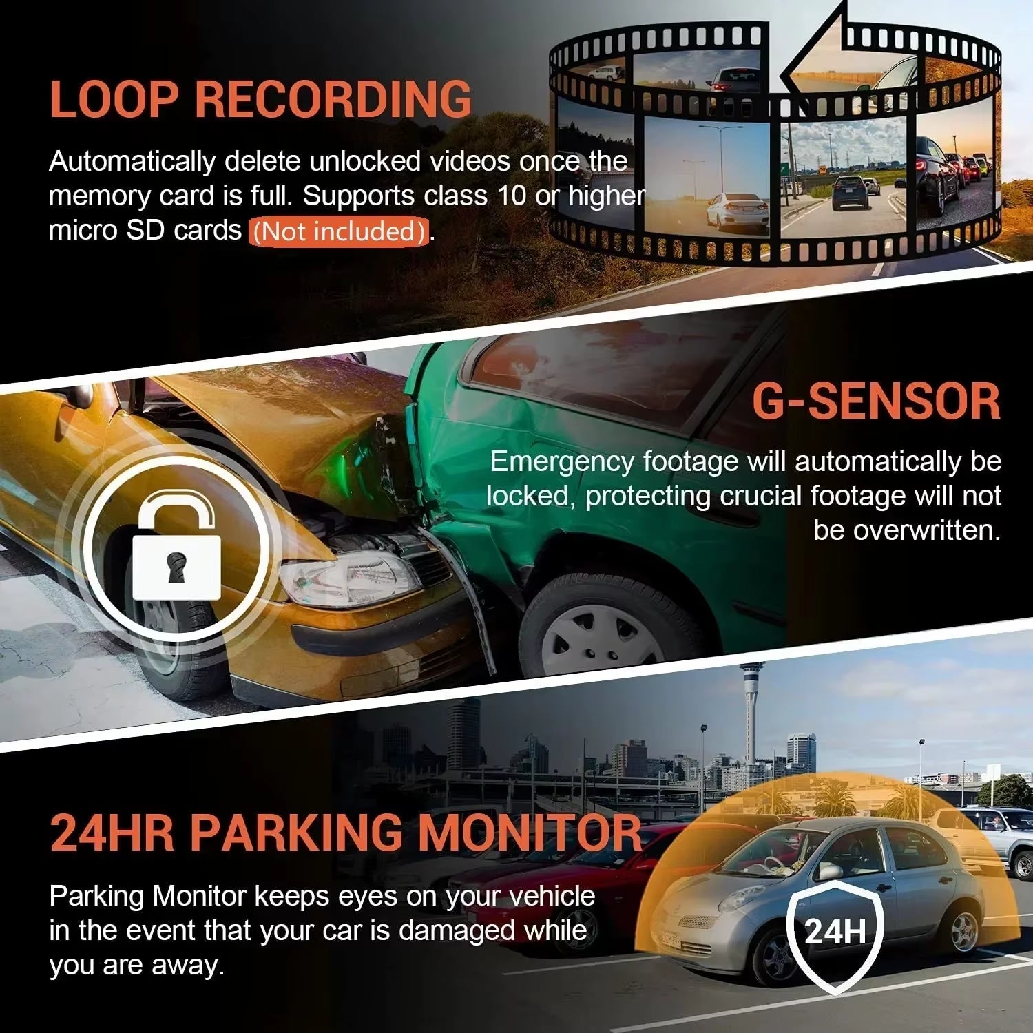 1080P WiFi Dual Camera Dashboard Recorder with Front and Interior Cameras, IR Night Vision, Loop Recording, and Wide Angle View