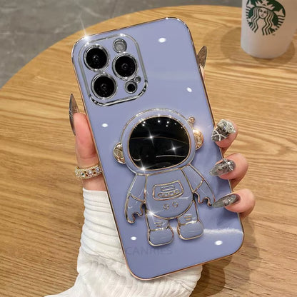 Stylish Astronaut Plating Silicone Case with Kickstand for Samsung Galaxy A Series - Ultimate Protection and Functionality